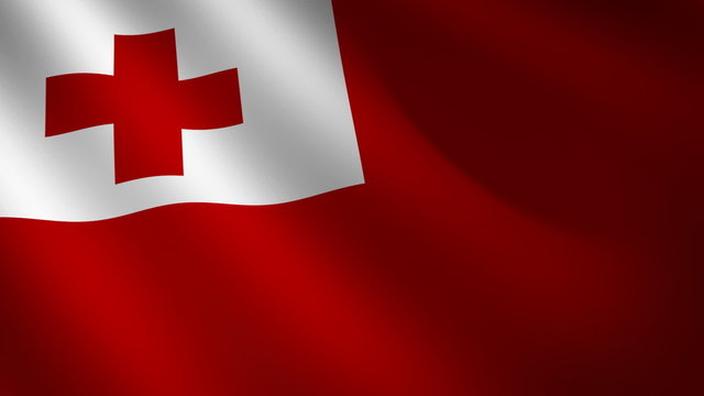 Bandera de Tonga ondulando al viento. Bucle continuo