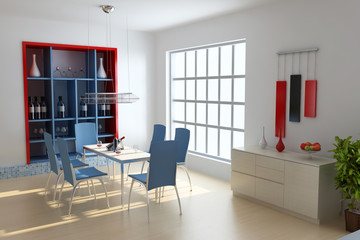 3d render modern dining room