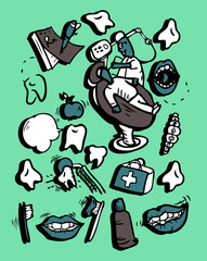 Vector doodly style icon set Medicine Part 1