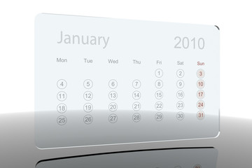3D Glass Calendar January 2010