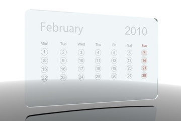 3D Glass Calendar February 2010
