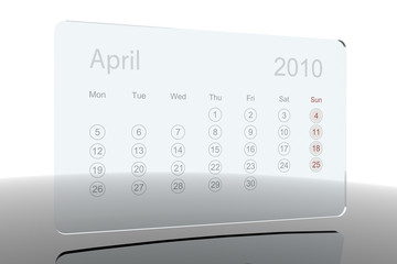 3D Glass Calendar - April 2010