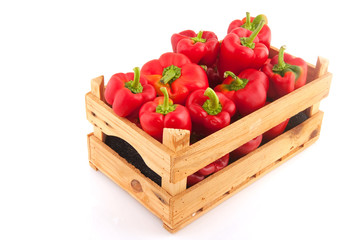 Wooden crate with vegetables