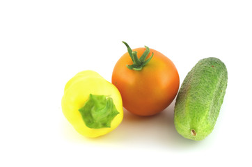 Cucumber, tomato and pepper