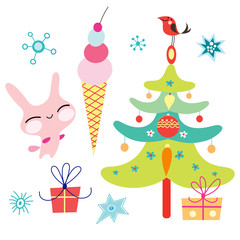 Christmas tree and the bunny ice cream