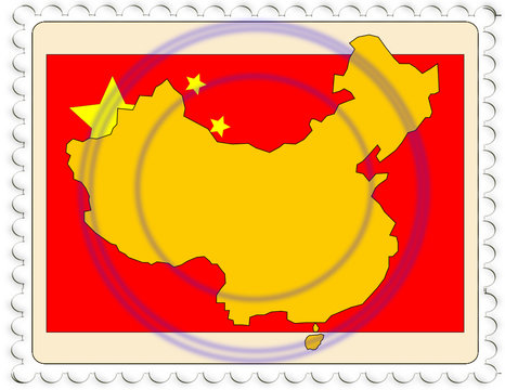 China map flad stamp