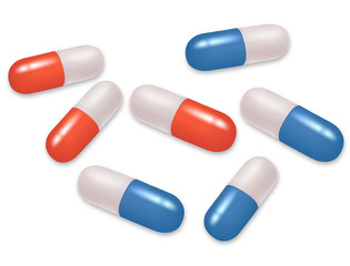Colored medical capsules. Vector.