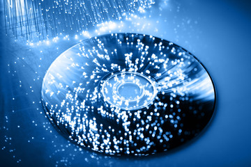 Fiber optics background with lots of light spots