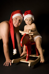 Two santa claus