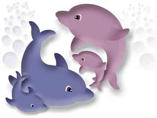 Poster Familie van dolfijnen © fotodddelli