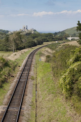 Fototapeta na wymiar Corfe Castle and Swanage railway