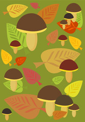 Autumn vector background with fungi