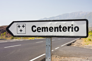 Signpost to cemetery at La Plama, Canary ISpain