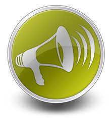 Yellow Glossy Icon "Megaphone / Announcement Symbol"