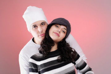 attractive winter couple