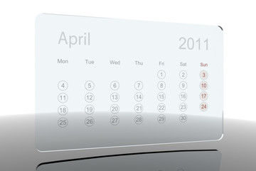 3D Glass Calendar - April 2011