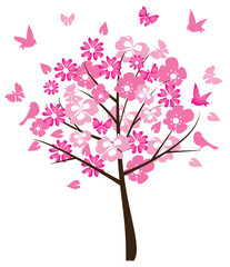 pink floral tree
