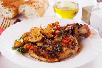 Pork loin chops with mushrooms