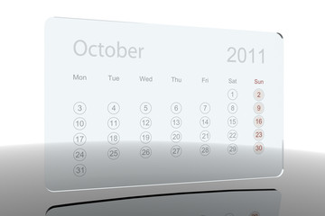 3D Glass Calendar - October 2011