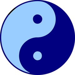 Symbole Taijitu Yin-Yang bleu