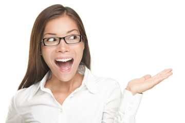 Woman Showing Product (copy space) isolated