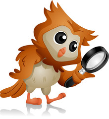 Owl Using Magnifying Glass