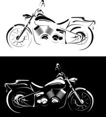 motobike is isolated on white and black background