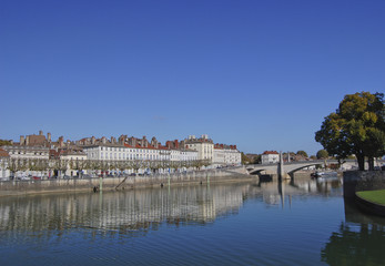 Reflection on Saone river in Chalon-sur-Saone France
