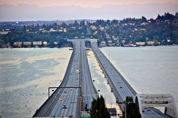 I-90 Bridge Seattle Mercer Island Cascade Mountains Washington S