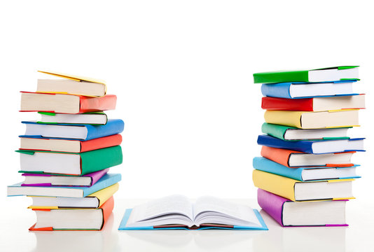 Pile Of Books On White Background