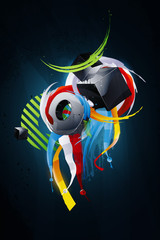 abstract vector graphic, bright background in graffiti