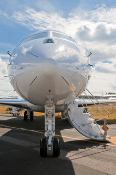 business jet being prepared for passangers