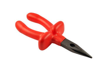 Red pliers isolated on white background