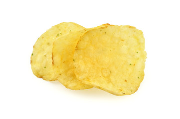 Potato chips isolated on white background