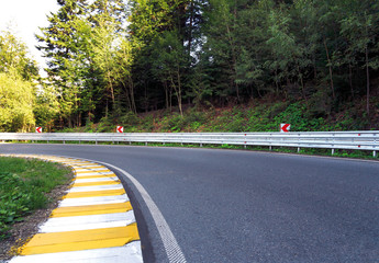 Curved road in the mountain forest