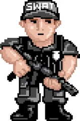 Deurstickers Pixel PixelArt: Politie SWAT