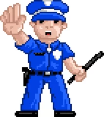 Papier Peint photo Lavable Pixels PixelArt : officier de police