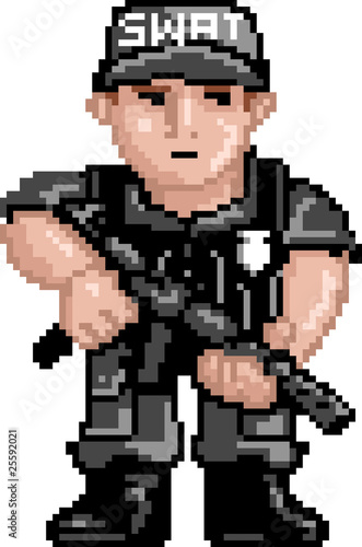 "PixelArt: Police SWAT" fichier vectoriel libre de droits sur la banque