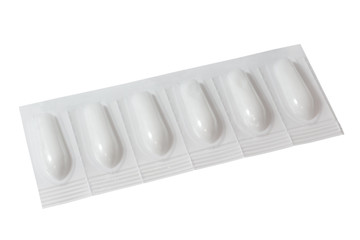 Rectal suppository in white pack