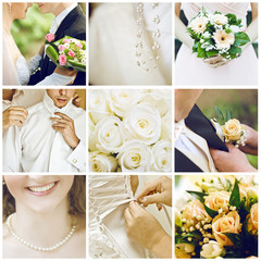 collage of nine wedding photos