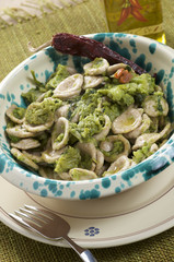 south italian recipe "orecchiette with rapeseeds tips"