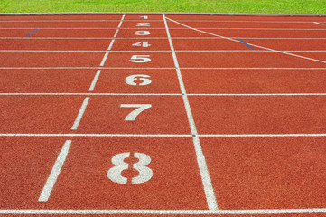 Numbered Running Track In A Stadium