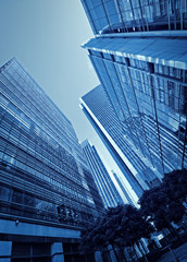 Toned picture of Canary Wharf`s skyscrapers.