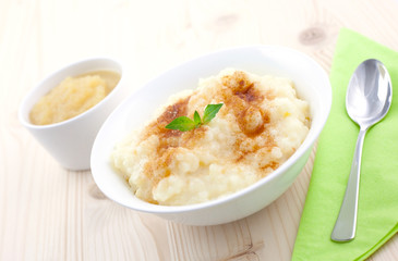 rice pudding and apple puree