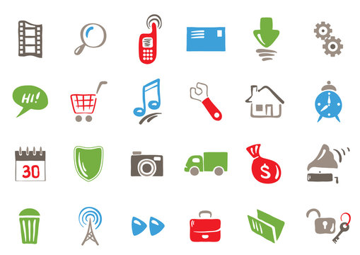 set - color icons for web and communications