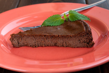 Chocolate cake with ricotta and mint