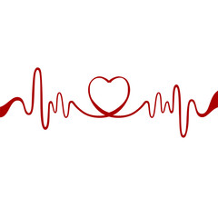 Heart and ecg from red ribbon