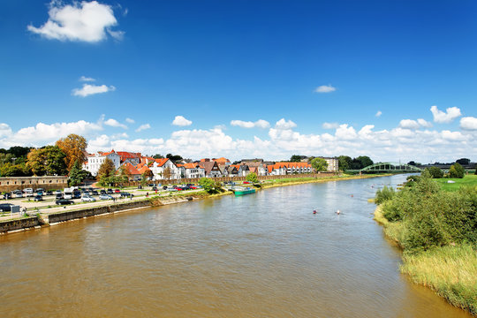 Blick auf Minden mit Fischerstadt an der Weser