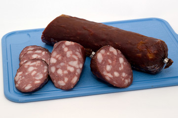 Sausage on a chopping board