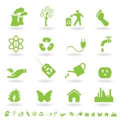 Green eco icon set - 25611428